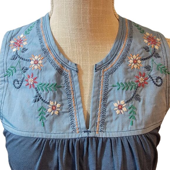 Sherpa - Shaanti Embroidered Blue Tank Top Size Medium New With Tags - Picture 7 of 9